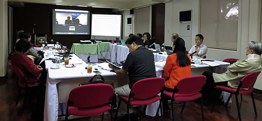Dr. Sajise, Dr. Otsuka and Dr. Estudillo joining the workshop via video conference from Rome, Italy and Tokyo, Japan.