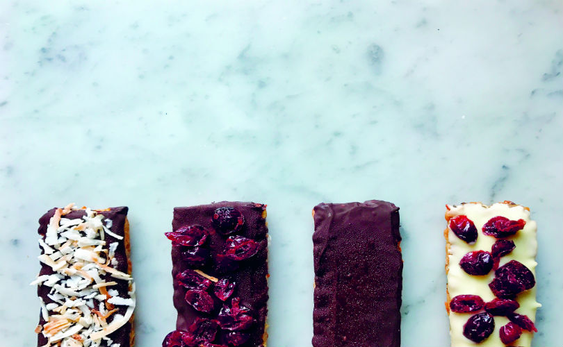 Tempe bars with flavourings like desiccated coconut and dried cranberries
