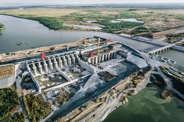  An aerial view of the now operational Lower Sesan 2 Dam while it was under construction. Photograph: Sion Ang/SOPA Images/LightRocket/Getty Images