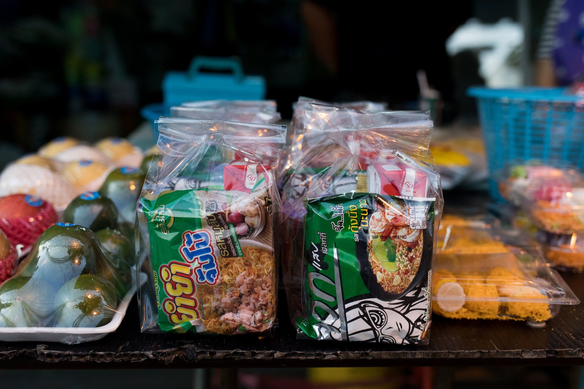Prepackaged food, sold to be given to monks. “Soft drinks, boxed juice, sweet snacks, plus many of the foods are store-bought,” a nutrition professor says, describing some typical donations.CreditAmanda Mustard for The New York Times